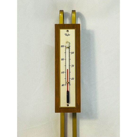 Vintage MCM Taylor Barometer Thermometer Art Deco WORKS - Picture 9 of 11